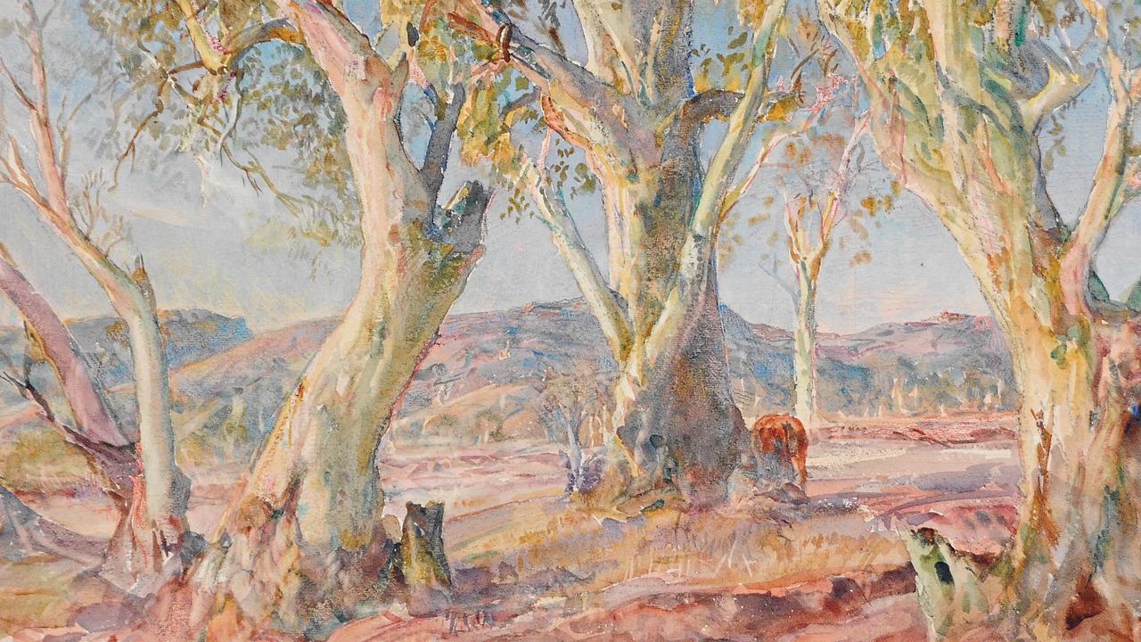 Hans Heysen’s painting Wonoka Creek, given to Sir Thomas Playford, for ...