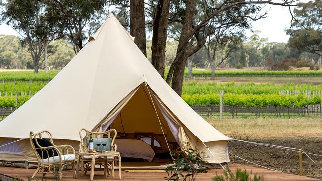 A bell tent on the property.