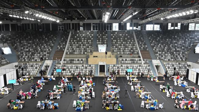 A mass vaccination centre at Istora Senayan stadium in Jakarta, Indonesia. Picture: AFP