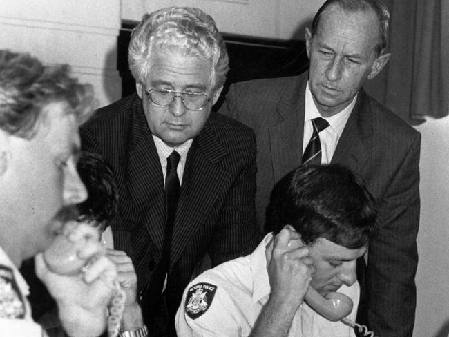 Race Mathews with Victoria Police Chief Commissioner Mick Miller as police work to crack the case.