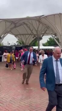 And they're off...the gates are open for Oaks Day