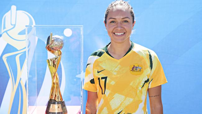 Kyah Simon with the World Cup. Picture: Adam Yip