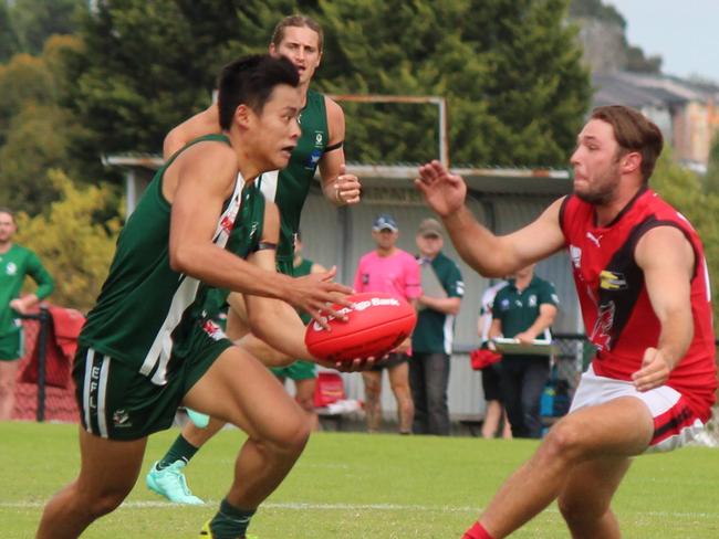 Lincoln Wong on the go for Wantirna South in the Eastern Football League (EFL). Picture Adrian Waller