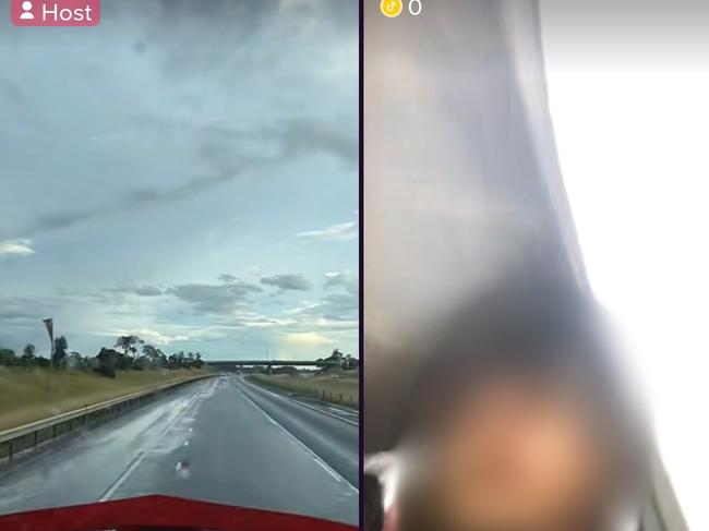 Truckies who livestream to social media platforms while behind the wheel have been slammed by road safety experts. Picture: Supplied