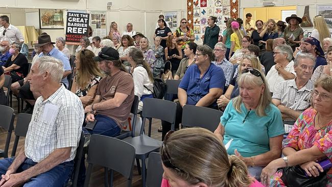 The Eungella community were out in force behind the Save Eungella Committee to raise their concerns to then-Premier Steven Miles and Queensland Hydro. Photo: Fergus Gregg