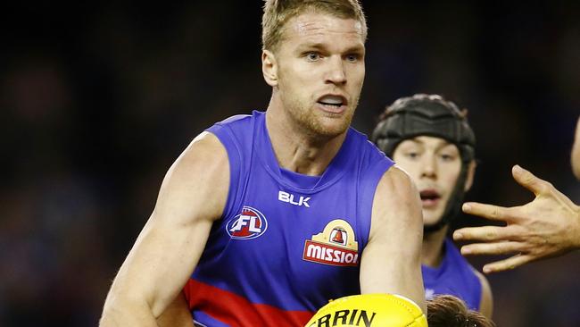 Jake Stringer stands up in a tackle. Picture: Michael Klein