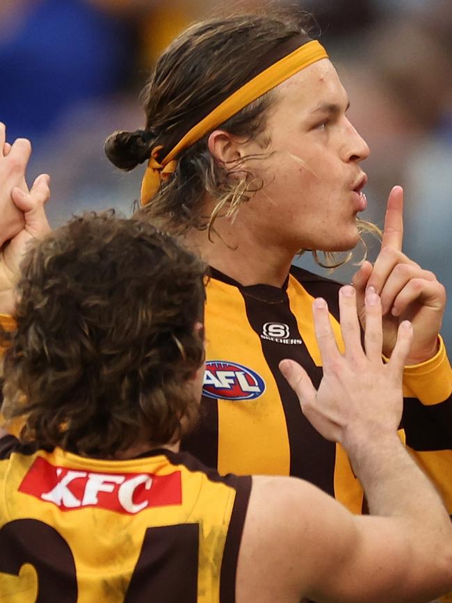 One of Ginnivan’s many post-goal celebrations