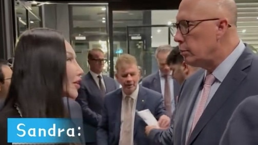 A screenshot of Opposition Leader Peter Dutton in conversation with AOYE Group immigration firm managing director Sandra Li at a fundraiser for Scott Yung, the Liberal Party candidate for the marginal seat of Bennelong. Source: RedNote