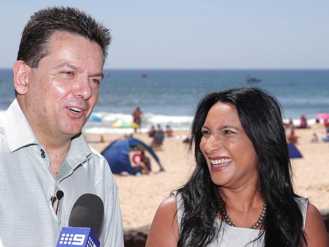 Marie Rowland with Nick Xenophon yeasterday. Picture: Adam Ward