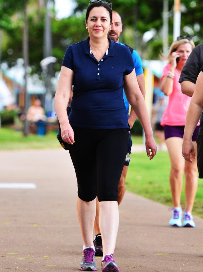 Queensland Premier Annastacia Palaszczuk walks along The Strand in Townsville. Picture: Zak Simmonds