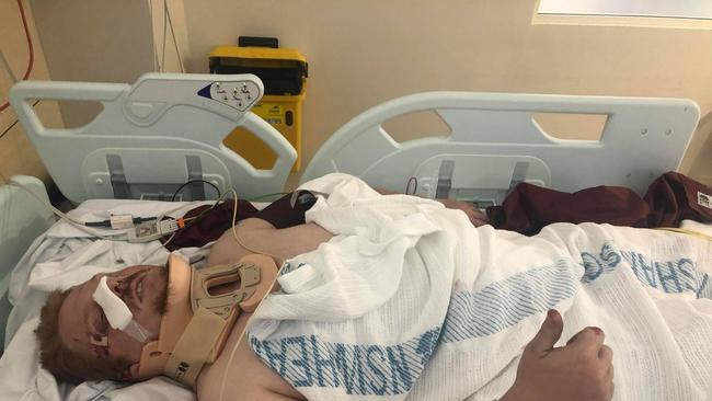 Shaniel Bowe underwent more than nine hours of surgery after the crash. Picture: Supplied.