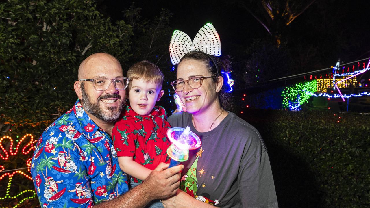 Peter and Karleigh Nicholls with son Harry at Toowoomba's Christmas Wonderland in Queens Park, Saturday, December 7, 2024. Picture: Kevin Farmer