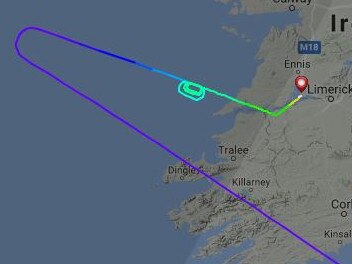 Flight UA971 from Rome to Chicago had to make an emergency landing in Ireland after the note was discovered. Picture: Flightradar24