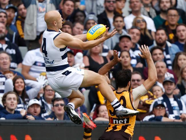 Gary Ablett takes a screamer on Monday at the MCG where he was jeered by fans. Picture: AFL Photos