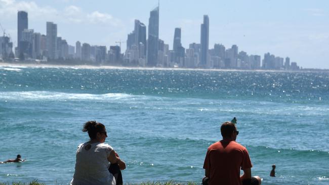 Social Distancing at Burleigh Heads beach. (Photo/Steve Holland)