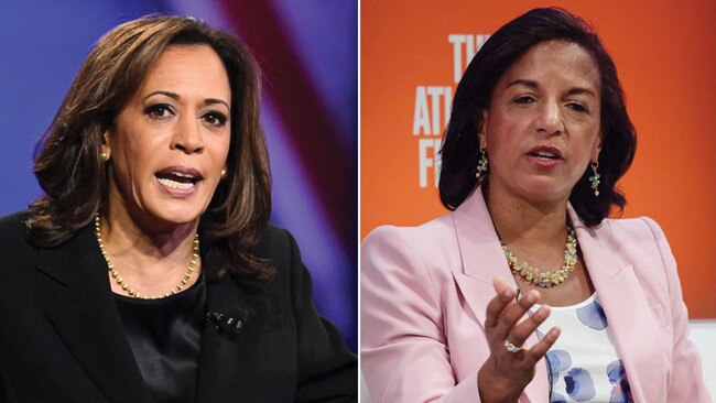 The field appears to have narrowed for Joe Biden's vice presidential running mate to Kamala Harris, left, and Susan Rice. Pictures: AFP