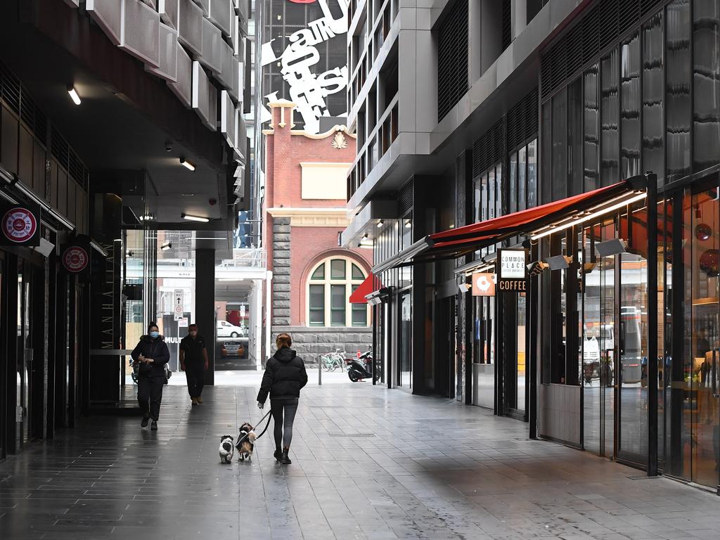 Many Melbourne businesses remain empty as the city suffers through six weeks of harsh lockdowns. Picture: Quinn Rooney/Getty Images