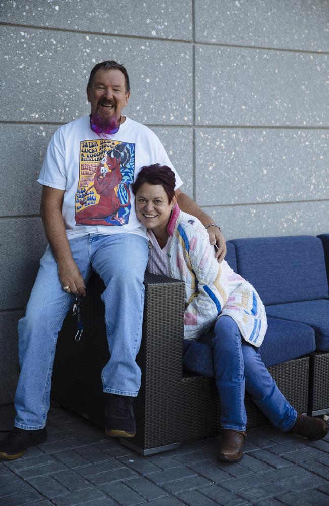 Mark and Keri Whitake. Mark votes for Trump while Keri is a Biden supporter. Picture: Angus Mordant