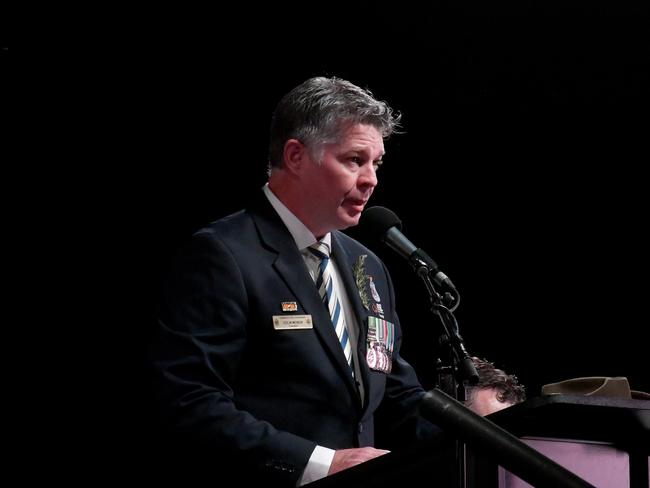 Anzac Day 2025. Dawn service Anzac Park Townsville. Townsville RSL president Col Mosch. Picture: Evan Morgan