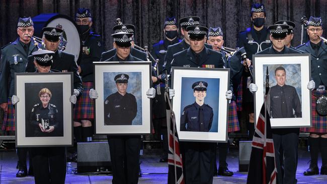 The four officers were given a state memorial service. Picture: NCA NewsWire / David Geraghty