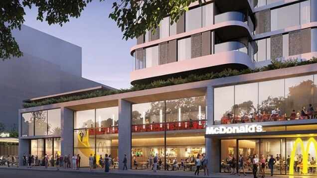 A concept designs for the double-storey McDonald's at North Parramatta.