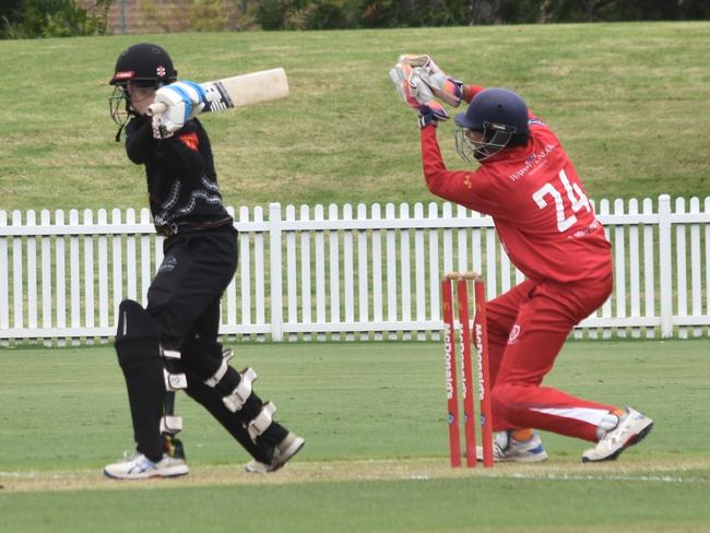 Wicketkeeper Amav Kandari catches Riley Killeen behind off Ronan O’Neill. Picture: Sean Teuma