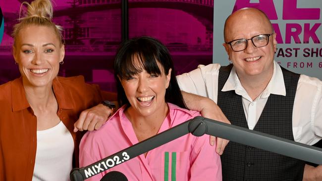 Mix 102.3’s Erin Phillips, Ali Clarke and Eddie Bannon are in sixth place on the breakfast shift, while their station is in third place overall. Picture: Naomi Jellicoe