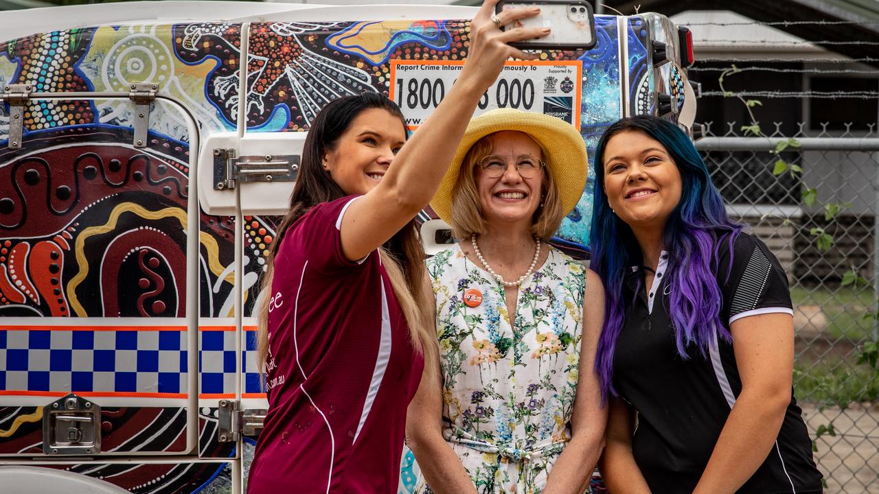 Jeannette Young with Chern’nee and Brooke Sutton in Woorabinda.