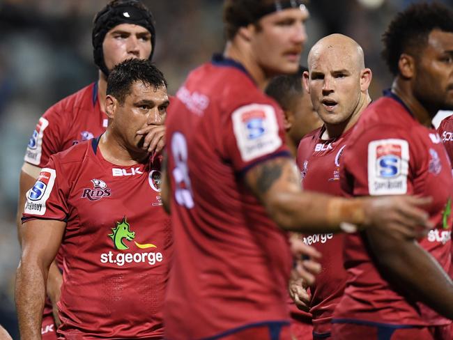 Stephen Moore of the Reds during their loss to the Brumbies during the round 7 Super Rugby match between the ACT Brumbies and the Queensland Reds at GIO Stadium in Canberra, Saturday, April 8, 2017. (AAP Image/Dean Lewins) NO ARCHIVING,  EDITORIAL USE ONLY