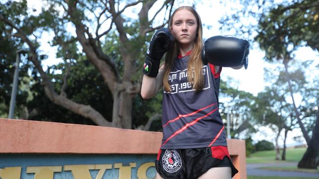 Ms Chatterton took out silver in the 2023 Muay Thai youth championships aged just 15. Picture: George Yankovich