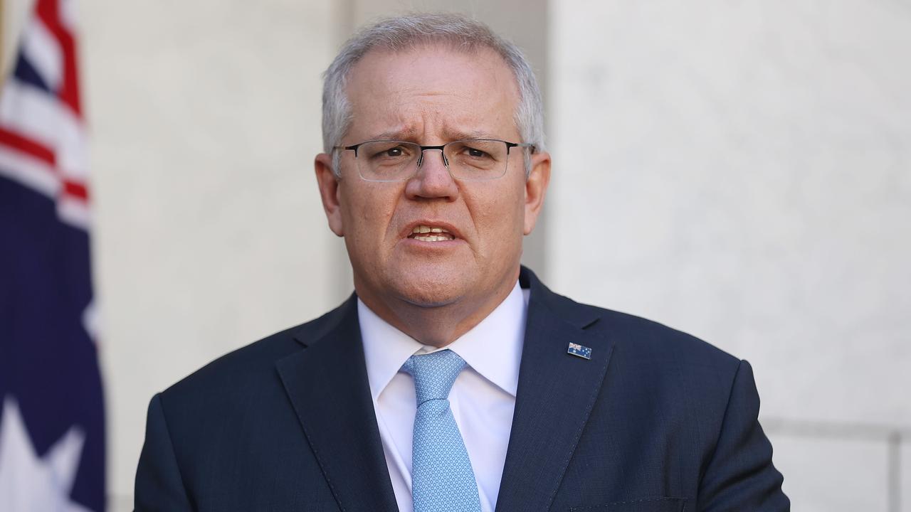 Prime Minister Scott Morrison press conference at Parliament House in Canberra. Picture: NCA NewsWire / Gary Ramage