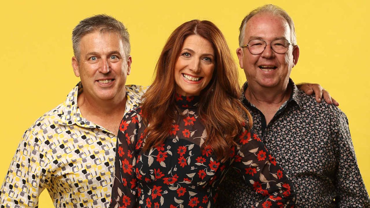 Brisbane's 97.3FM's Robin Bailey (centre) with Terry Hansen and Bob Gallagher. Picture: Peter Wallis