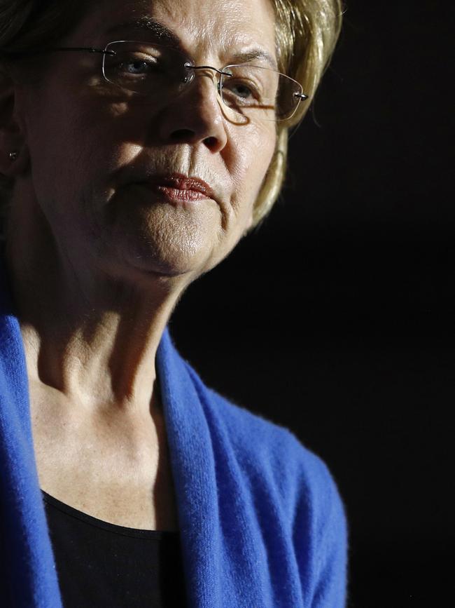 Elizabeth Warren at a Super Tuesday rally in Detroit. Picture: AP