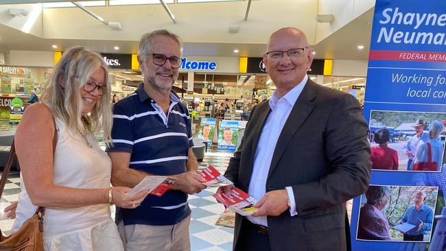 Ipswich residents Jo and Mark McConnell attended the ‘Meet the Candidates’ morning on Wednesday, May 4 to speak with the Blair candidates about the policies they will back if elected. Picture: Facebook / Winston Glades Shopping Centre