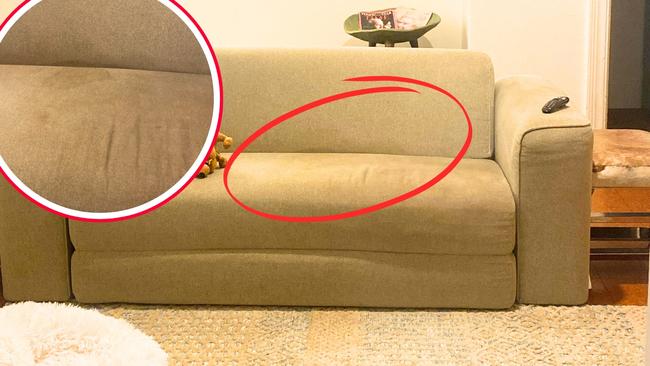 A very stained sofa. Image: Supplied