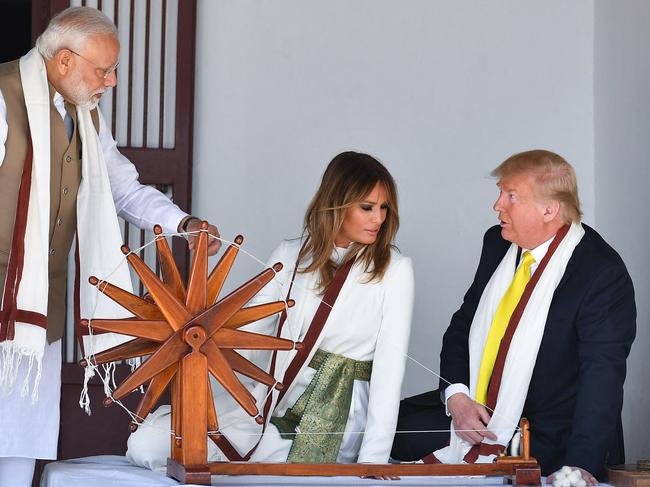 Former US President Donald Trump and First Lady Melania Trump pictured with then-India's Prime Minister Narendra Modi (L) in 2020. Picture: AFP