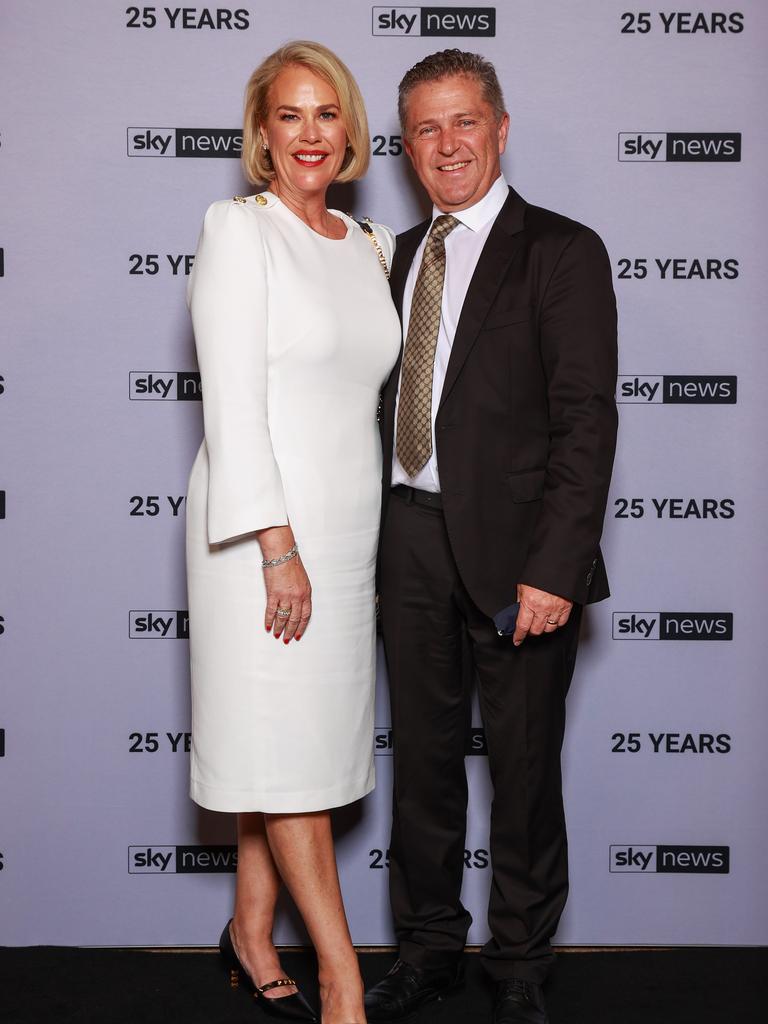 Rebecca and Brett Frizelle, at the Sky News 25th Anniversary celebration, at Bennelong Restaurant. Picture: Justin Lloyd.