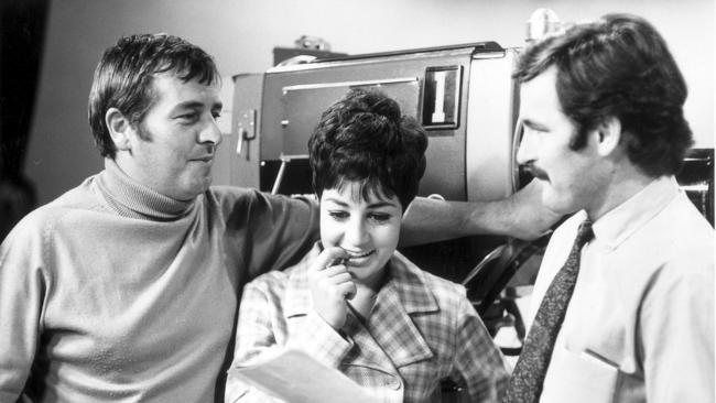 Wills in the TV studio with Ernie Sigley (left) and an unidentified colleague. Photo undated