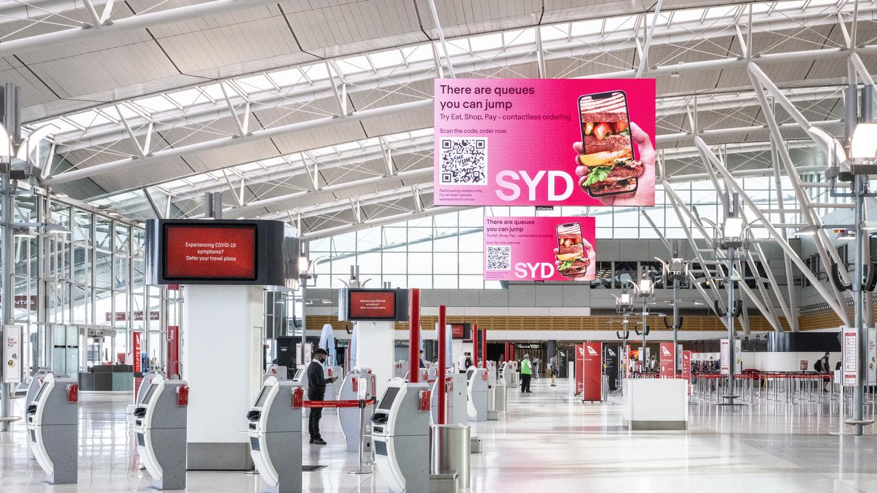 An empty check-in area in is seen at Sydney Domestic Airport on Wednesday. Picture: Getty Images