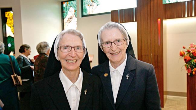 Sister Angela Mary Doyle RSM AO (R) and her sister Nuala Doyle RSM (L) in the Mater Mothers' Hospital Chapel.