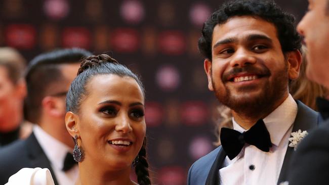 Cyril Rioli and wife Shannyn Ah Sam-Rioli at the 2016 Brownlow Medal.