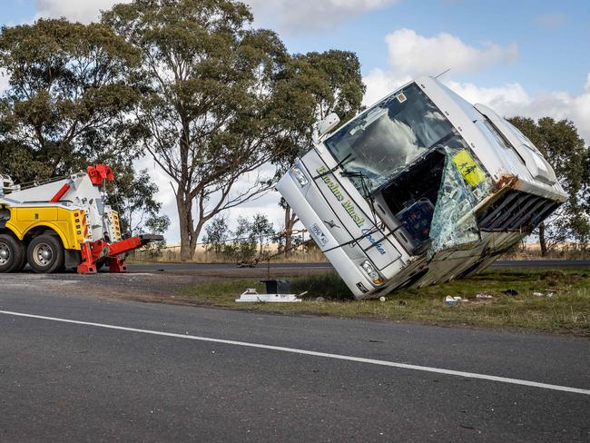 Several children were trapped inside the bus for hours. Picture: Jake Nowakowski