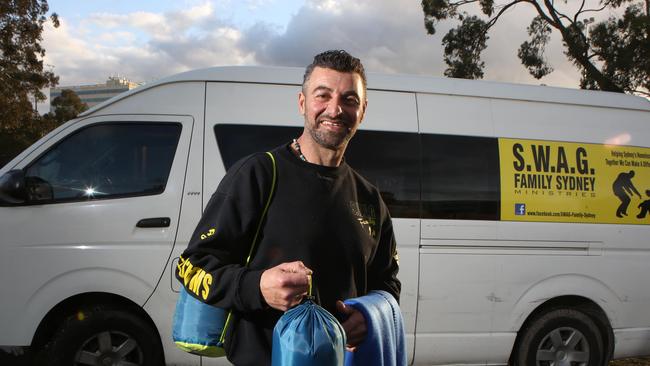 Rick Herrera of SWAG Family Sydney provides meals for the homeless and struggling families. Picture: Robert Pozo