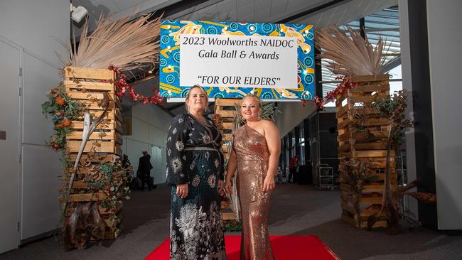 Kasiani Kalikazaros and Barbara Baugh in their best dresses for NAIDOC week. Picture: Pema Tamang Pakhrin