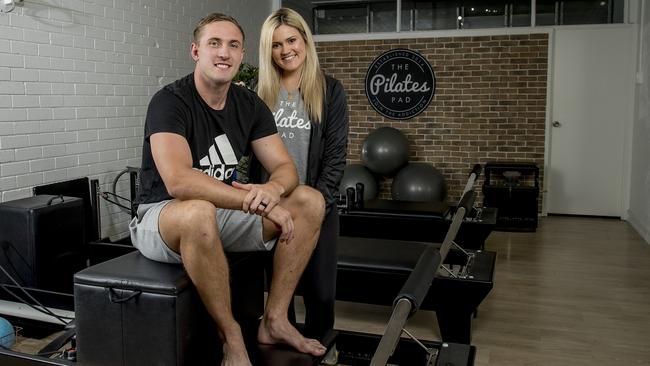 Stockwell and wife Tayla recently bought two pilates studios. Picture: Jerad Williams