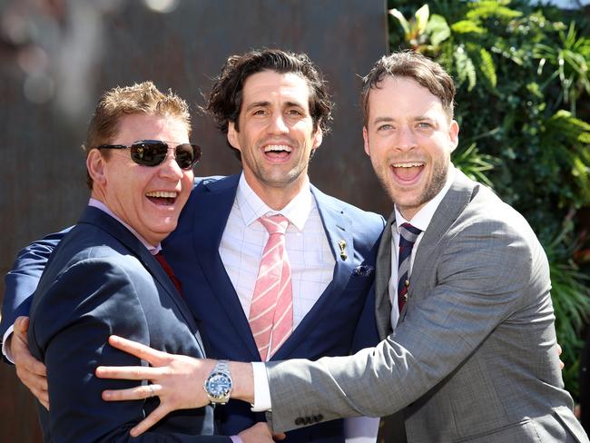 Hamish and Andy having fun as they arrived. Picture: Alex Coppel
