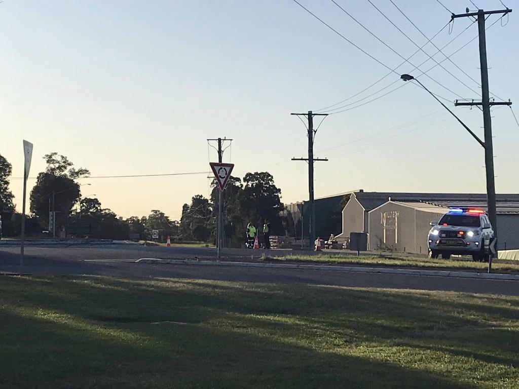 Police have established an exclusion zone near the town. Picture: Sean Wright