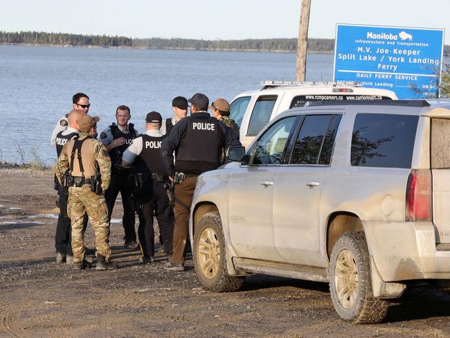 Police board the York Landing boat as the manhunt continues. Picture: Clint Brewer/ News Corp Australia