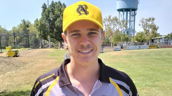 Nightcliff's Douwtjie Hoogenboezem scored 73 against Darwin in round 14 of Premier Grade Cricket. Picture: Ian Butterworth.