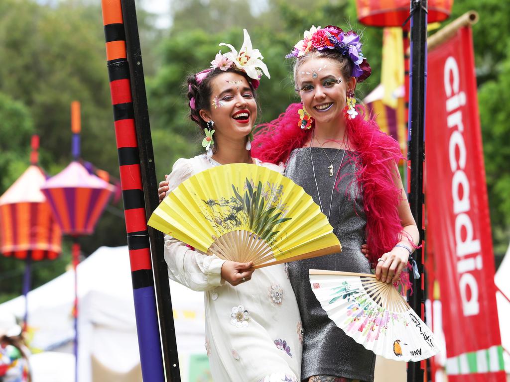 Lucia Mazzella and Jasmine Mary-Anne at the Woodford Folk Festival. Picture: Claudia Baxter/AAP